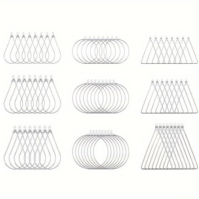

48pcs/set Stainless Steel Beaded Earrings Hoops, Tear-shaped, Round, And Triangular Bead Earrings With Open Frame Pendants For Earrings, Necklaces Jewelry Making