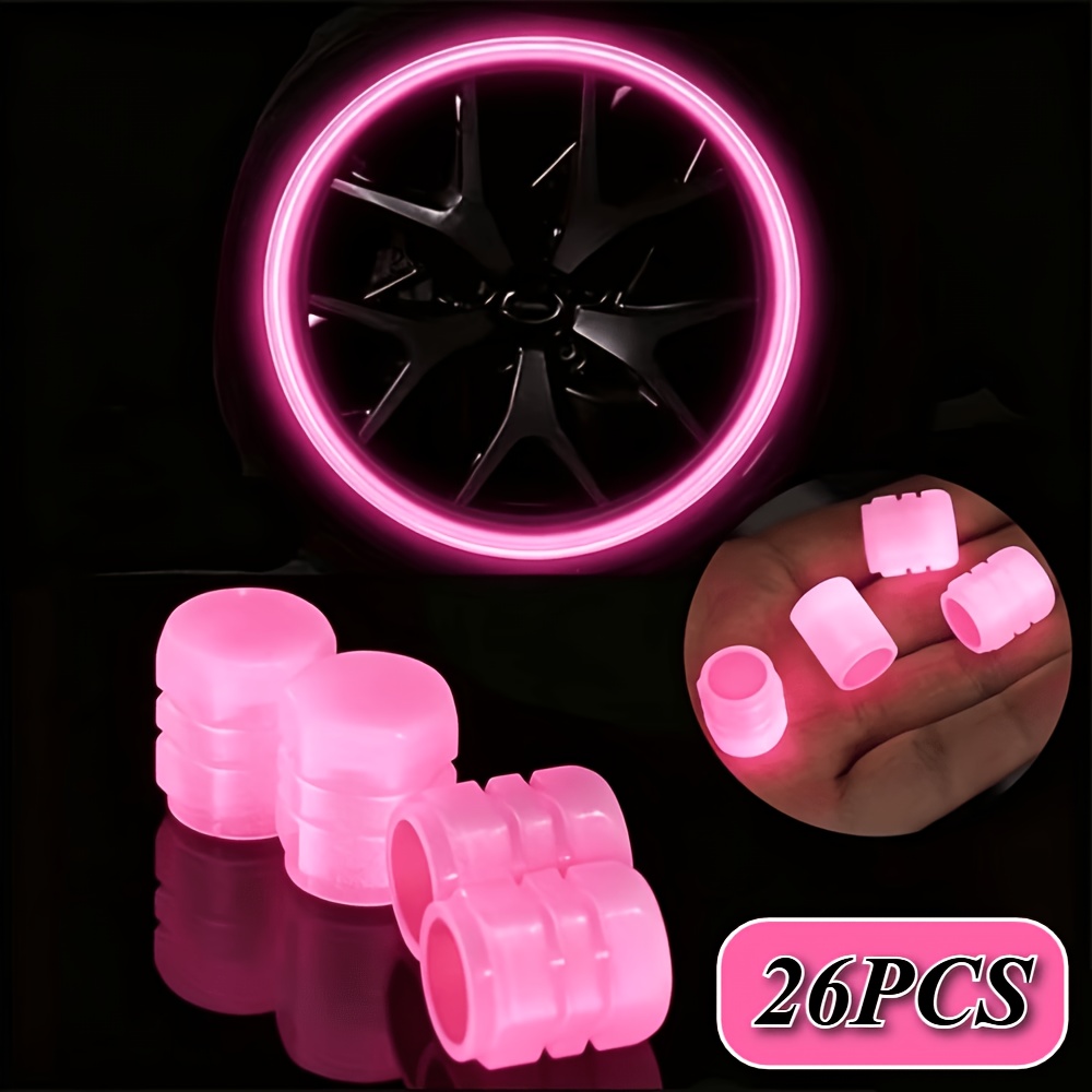 TEMU Lot de 26 bouchons de valve fluorescents pour toutes - Caches de roue S, bouchons phosphorescents pour visibilité , en plastique pour pneus de