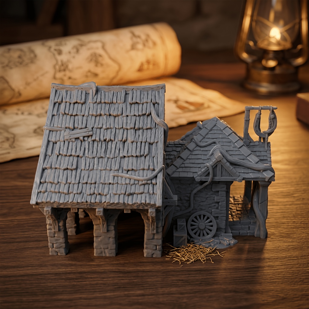 High-Detail Vintage Rustic Farmhouse Cottage Terrain Scene Model