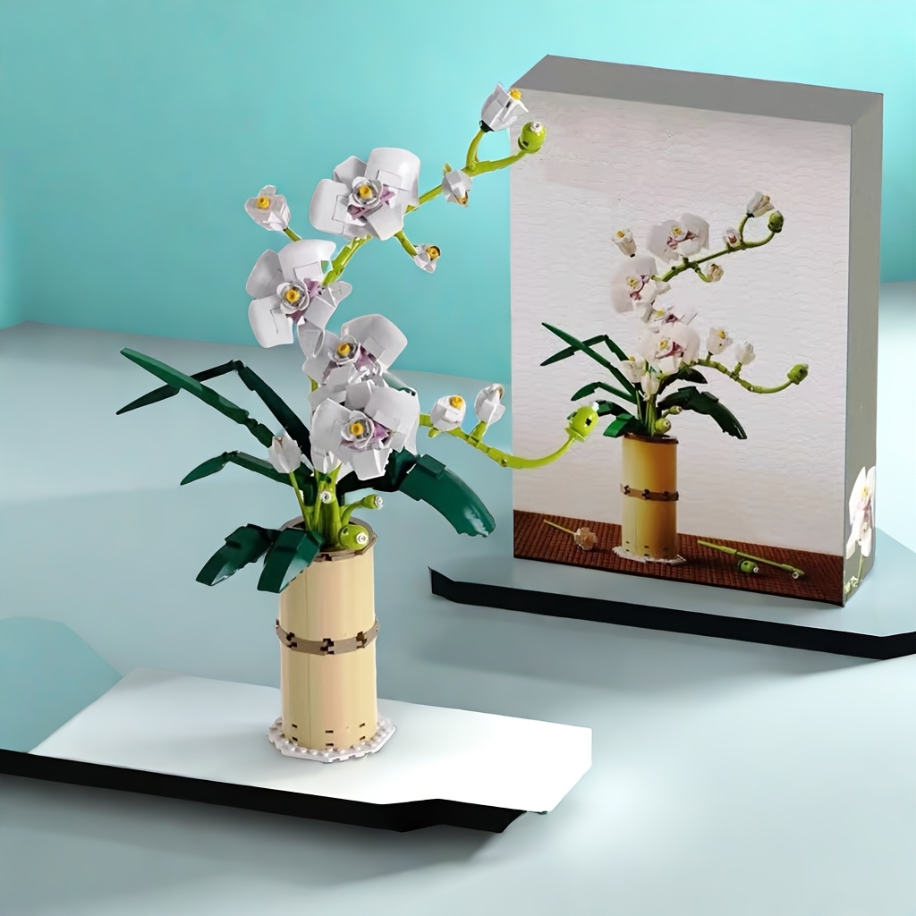 

Model Building Blocks Set - Flower Home Decor, Office Desktop Decor, , Perfect Gift For Birthday, Valentine's Day, Day, Perfect Gift For Girls