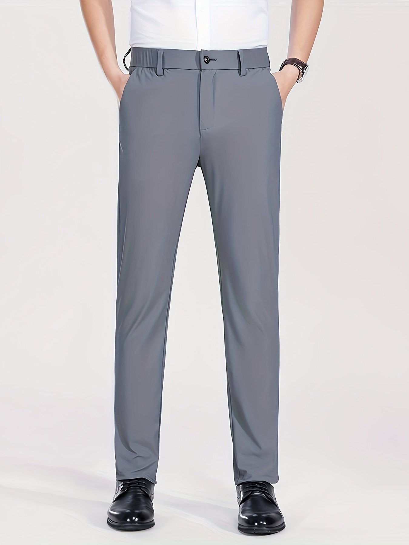 slim fit dress slacks Men's Draped Business Casual Slim High Waist Suit Pants – chicoud
