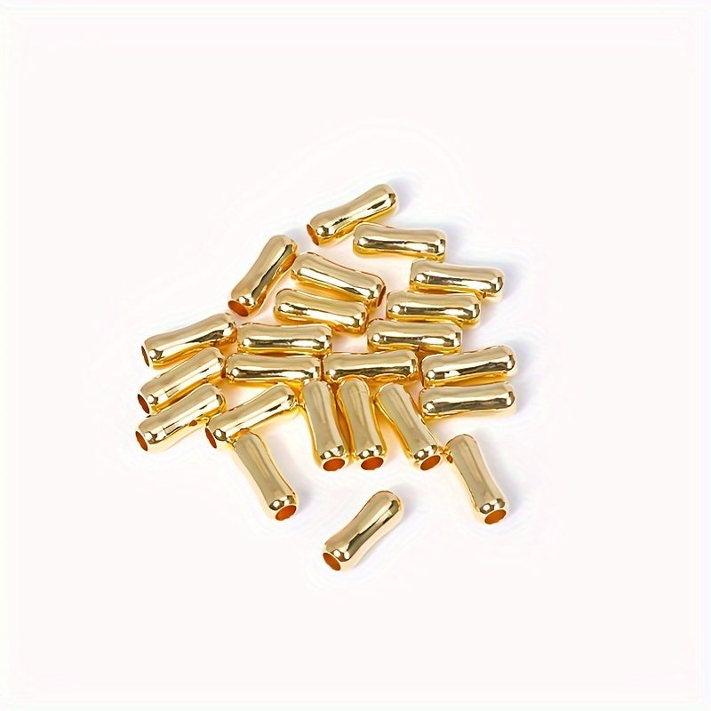 TEMU 30pcs 18k Gold Plated Brass Spacer Beads Long 9mm Bone Shape Tube Beads For Jewelry Making Supplies Bracelet Accessries