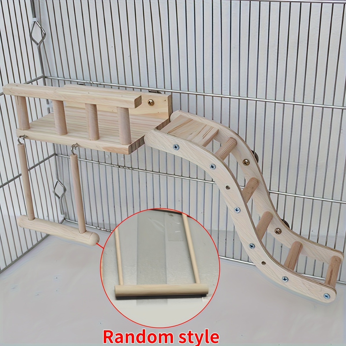 Random 1pc Parrot Bird Supplies Fence Perch Ladder Swing Combination Bird Cage Climbing Toy