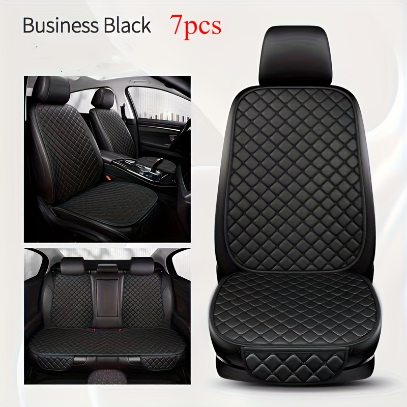 Image of Comfortable Faux Leather Car Cushion Star Embroidery For 5 Seats Universal Seat Cushion