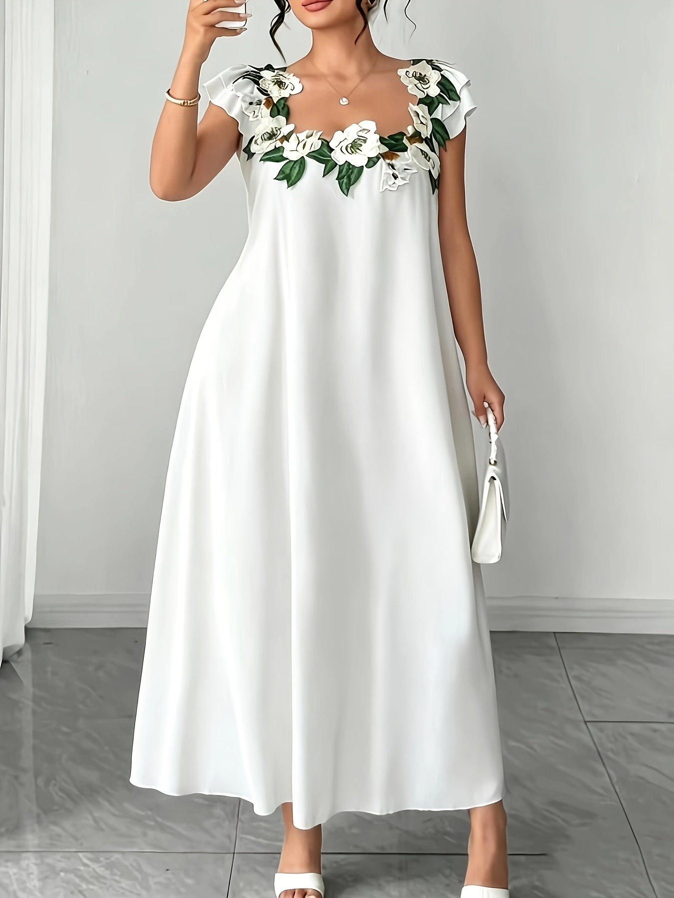 plus size elegant lace floral dress retro style