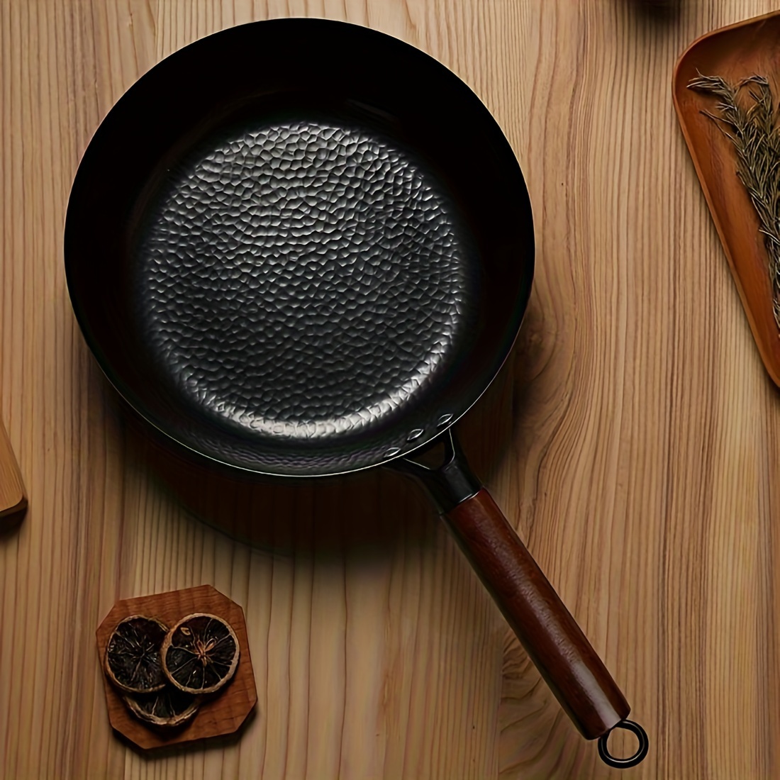 TEMU Traditional Pounding Pattern Frying Pan , Water-based, Non Stick Frying Pan, Thickened, High-, Native Iron, , , Multifunctional Frying Pan, Suitable For Gas , Induction Cookers, Etc