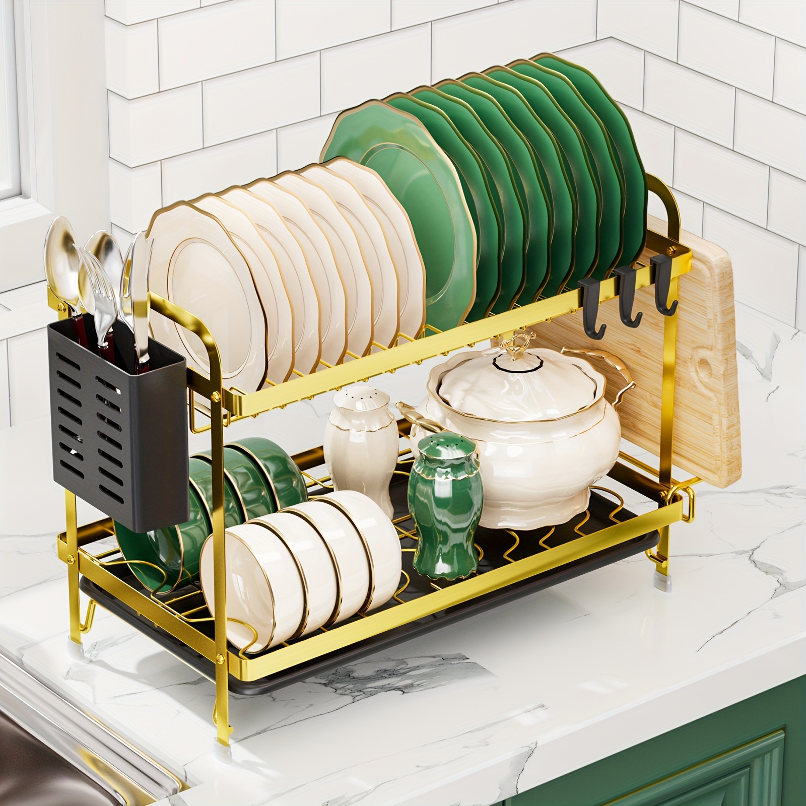 tier dish rack drain tray multifunctional kitchen Temu Kuwait