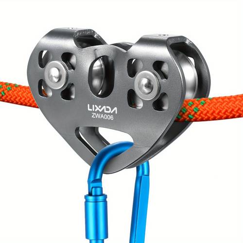 1pc 30kn aluminum alloy dual ball bearing cable pulley for climbing caving aerial work and rescue universal fit non electric durable grey pulley for festivals without battery
