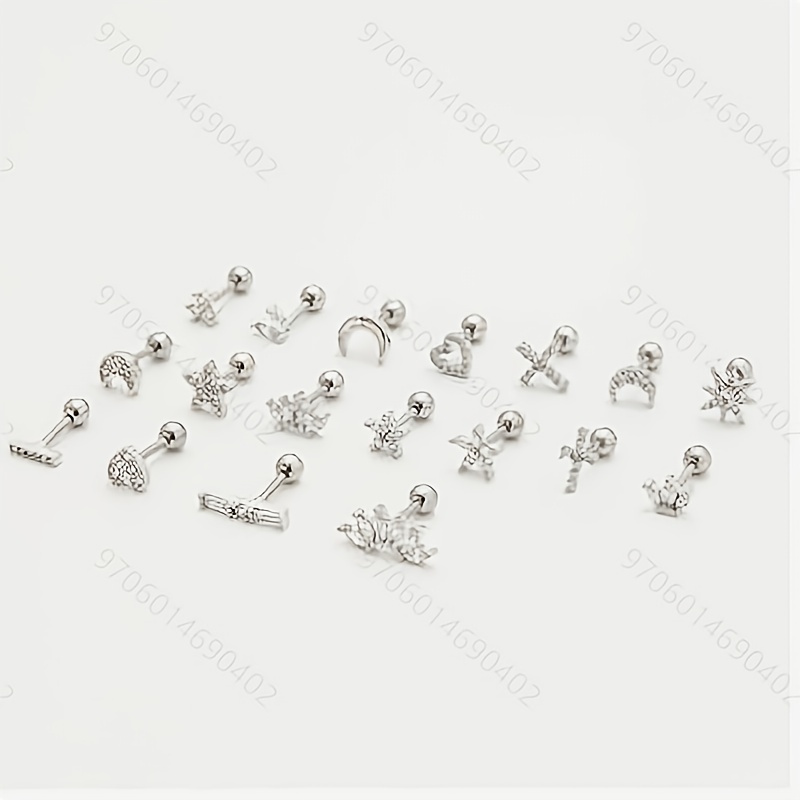 Titanium Steel Barbell Ear Stud with Micro-Inlaid Zirconia