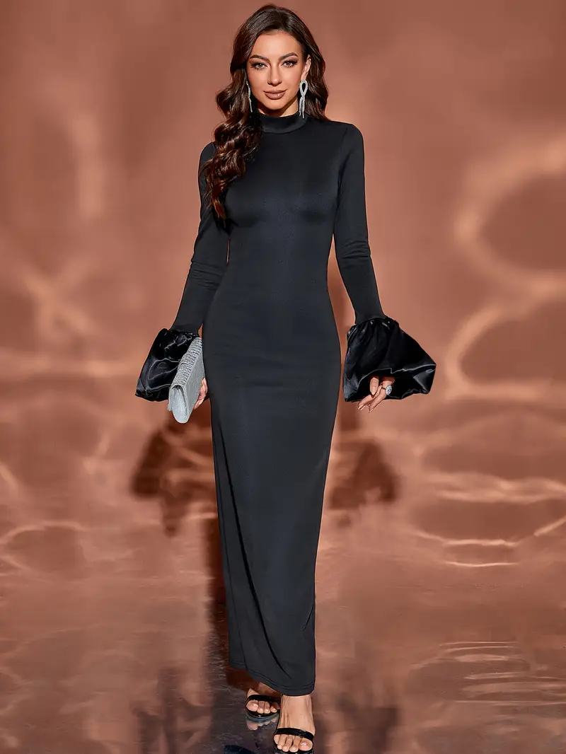 an elegant long dress irregular puff sleeves half high - Temu United Arab Emirates an elegant long dress irregular puff sleeves half high - Temu United Arab Emirates