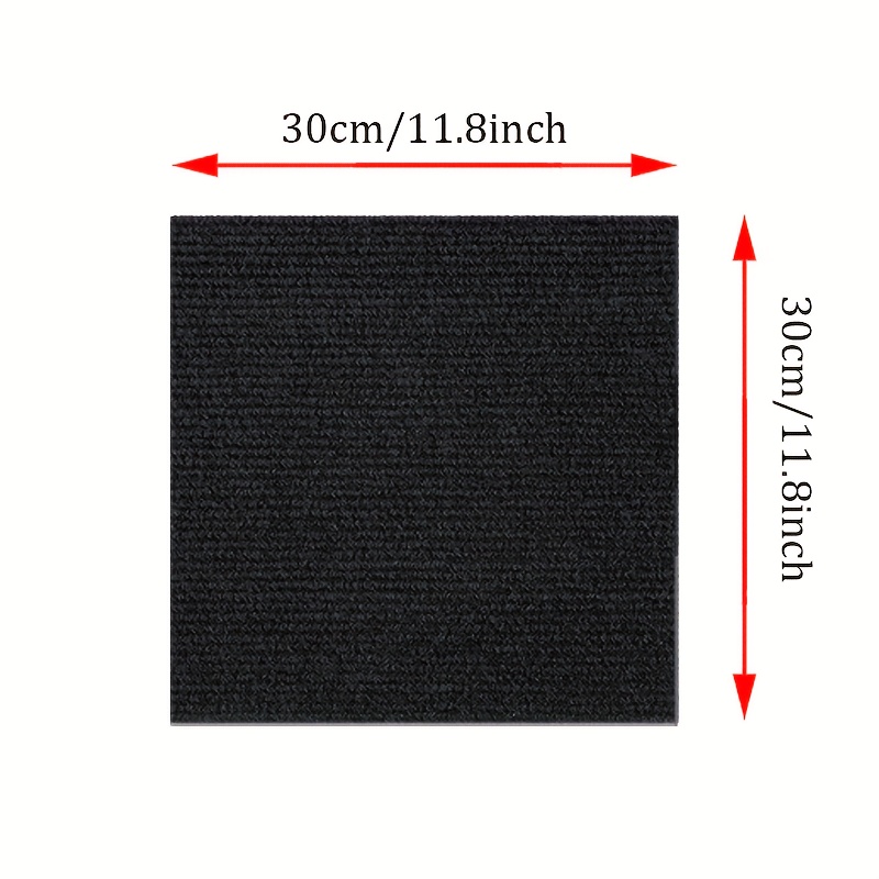 Image of Self-adhesive Carpet Tiles Measuring 30x30cm - Set Of 20pcs (²) Suitable For Floor Covering, Featuring A Non-slip Design, Ideal For Living Rooms, Offices, Kitchens, And Bedrooms In Black