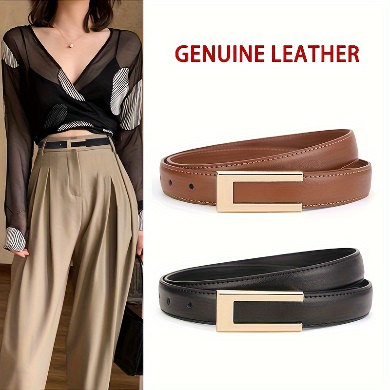 

Genuine Leather Belt For Women – Woven Cowhide, Non-washable, Versatile For Daily & , Fashion Accessory For Jeans, Adjustable For & Large Sizes – No Feathers, 2.3cm Width