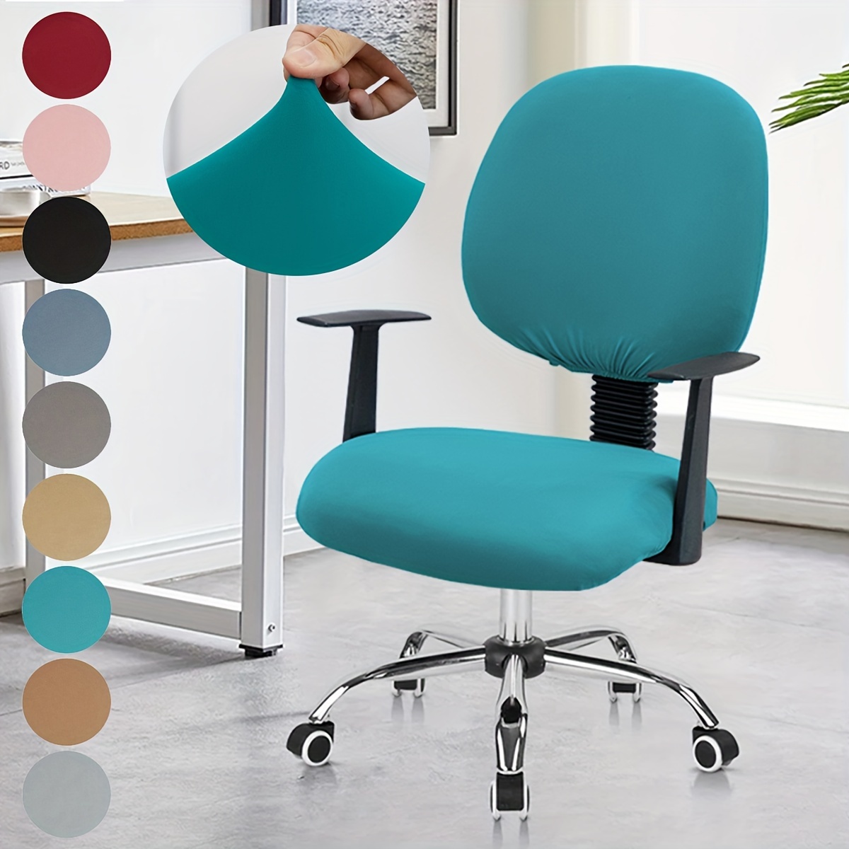 

Ensemble de 2 Housse de Chaise de Bureau Extensibles de Couleur Unie - Housses Élastiques pour la Décoration de & de l'Étude, Lavables en Machine