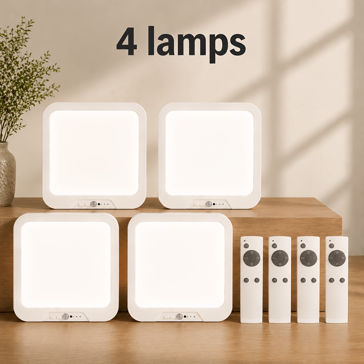 1/2/4pcs Square Ceiling Light With Remote Control, 3 Color Temperatures & Dimming, 3 Sensing , Timer, Memory, Magnetic & Rechargeable For Porch, Bedroom