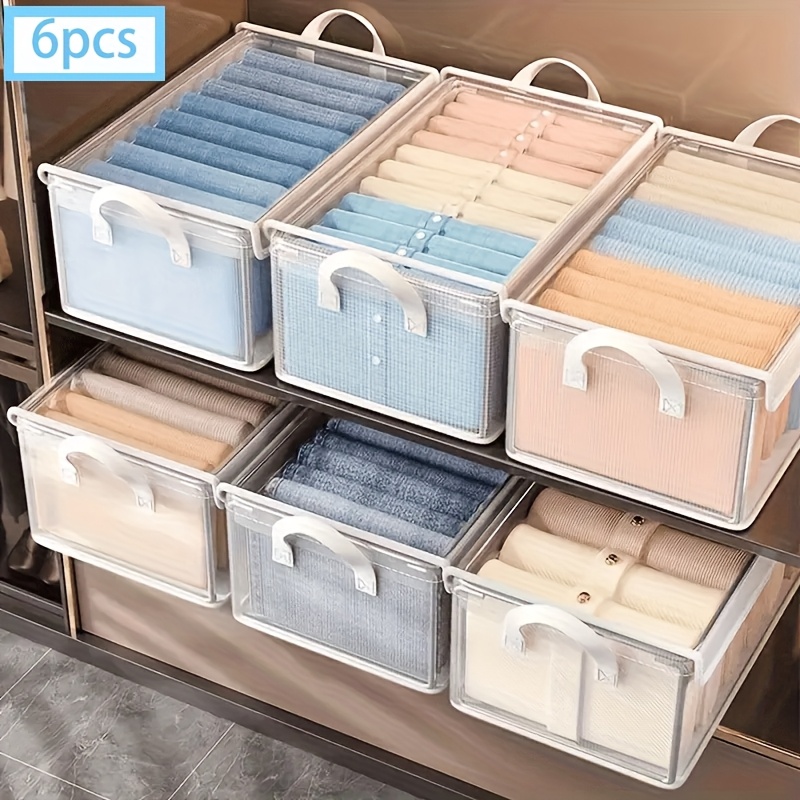 TEMU 8/6/4pcs Collapsible Transparent Storage, Pvc Material, Foldable Storage Boxes, Home Dust Organizer For Clothes, Bedding, Blankets, Clothing, Pillows, Decorations
