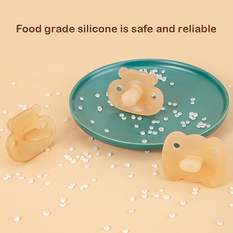 food grade silicone soothing item set for   day night use   dustproof case and anti drop chain khaki details 4