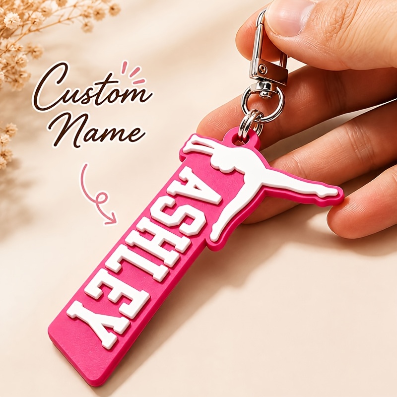 TEMU [2D Plat] [Aangepast] 1 stuks Gepersonaliseerde Tekst Naam Sleutelhanger Acryl Gymnastiek Yoga Hoofdletter Initiaal Engelse Letter Naamplaat Tag