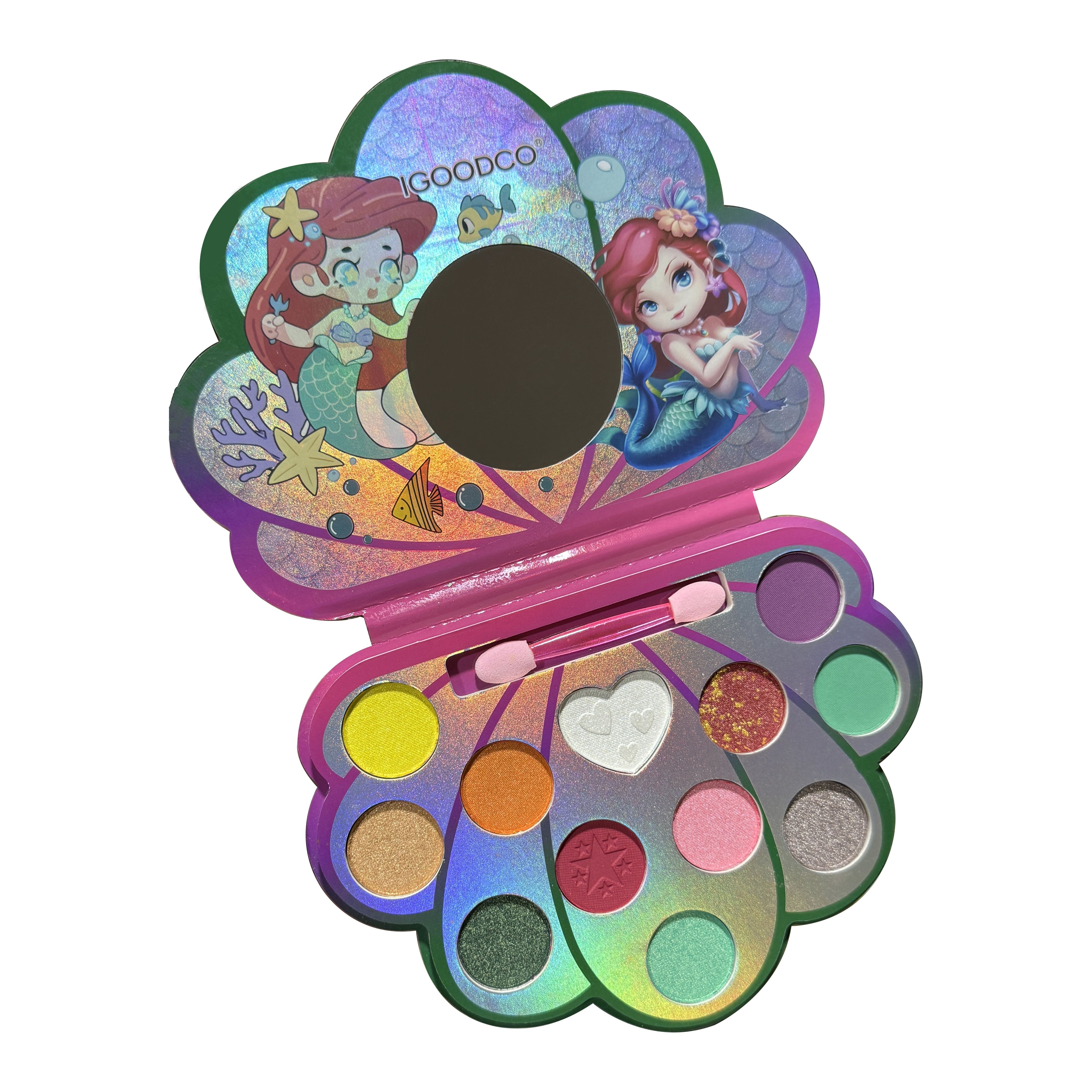 

Mermaid Travel Size Eyeshadow Palette, Glitter And Matte Finish, Portable Makeup Kit With Colorful Shades For On-the-go Beauty Touch-ups, Contain Plant Squalane