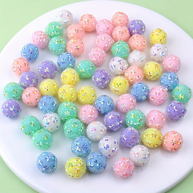 

Brightly Colored Glitter Balls: 16mm Soft Sugar Beads With Drilled Holes For Jewelry Making - Plastic Material