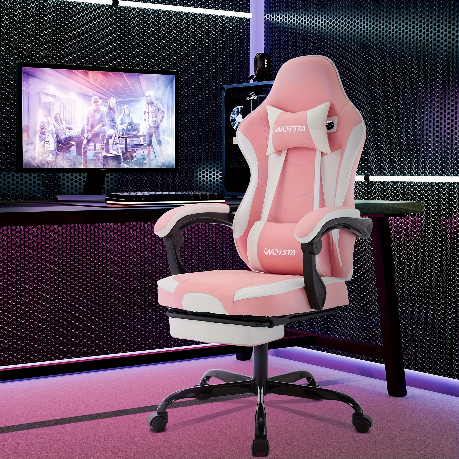 Game Chair, Computer Chair, Ergonomic Game Chair with Foot Pedals, Office Chair, Ergonomic Computer Chair with Lumbar Support, Adjustable Height Gaming Chair, Available In Black, Yellow, Green, Gaming Chairs, Gaming Chair with Lumbar Support