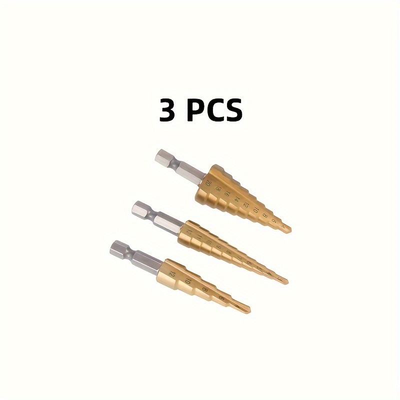 3pcs set multi size step drill bits titanium coated high Temu