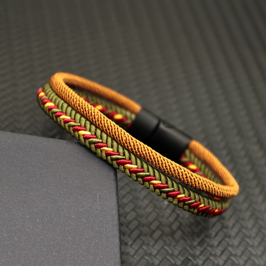 1pc Multicolor Woven Hand Rope Couple Magnetic Detachable Bracelet, Outdoor Sports Nautical Style Gift For Girlfriends Friendship Jewelry No Pendant