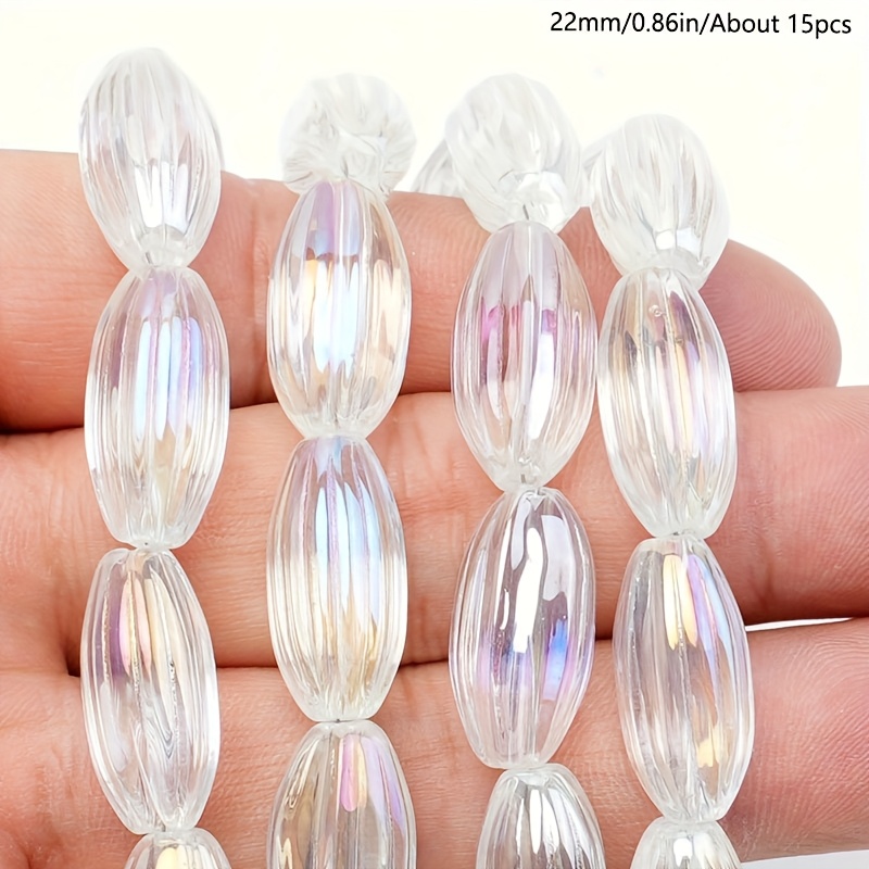 TEMU 10 X 22Mm Perline Decorative in Vetro con Perle di a Costine Melonate, Assortimenti di Perline Multicolore con Processo Unico, per Creazione di