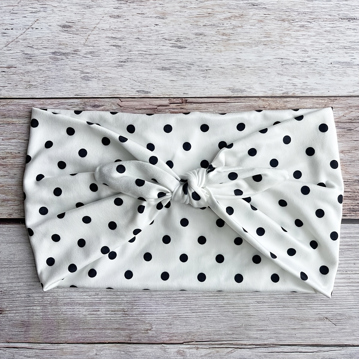 TEMU Bandeau à nœud à oreilles de lapin à pois vintage de style français, Foulard à larges bords en tissu doux pour le yoga, le fitness, le lavage du