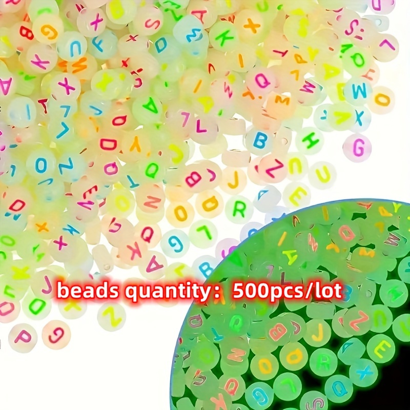 Image of 100/200/500pcs Random Luminous Letter Beads Used As Bracelets, Necklaces, Rings, And Diy Beautiful Accessories (4 * 7mm)