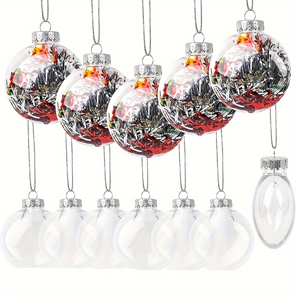 

6/12pcs 3.15" Fillable Ornaments - Diy Plastic Decorative For Crafts, Weddings, Christmas &