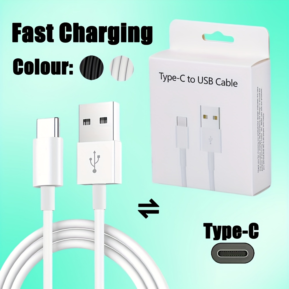 black and white usb a to c fast charger cable and protective case in   compatible with samsung oppo vivo redmi and suitable for all type c port devices details 0