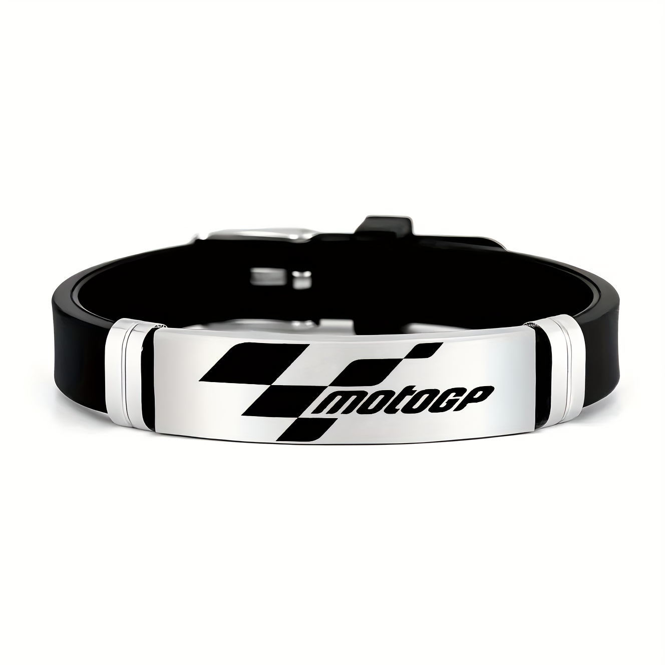 Image of Moto Gp Motorcycle Enthusiast Accessory, Stylish 202 Stainless Steel Silicone Wristband, For Motorcycle Parties And Gatherings