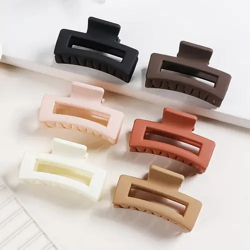 6pcs new candy color long rectangular hair grabber for women fresh and sweet geometry hair grabber with high simple plain small hair clip