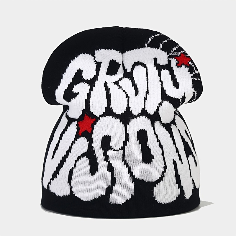 MONOJLY Y2K Hip-hop Unisex Cappello Uomo Autunno e Inverno Stile Harajuku Photo Props Versatile Halloween Pile Bonnet, Beige, 6 3/4-7 3/8