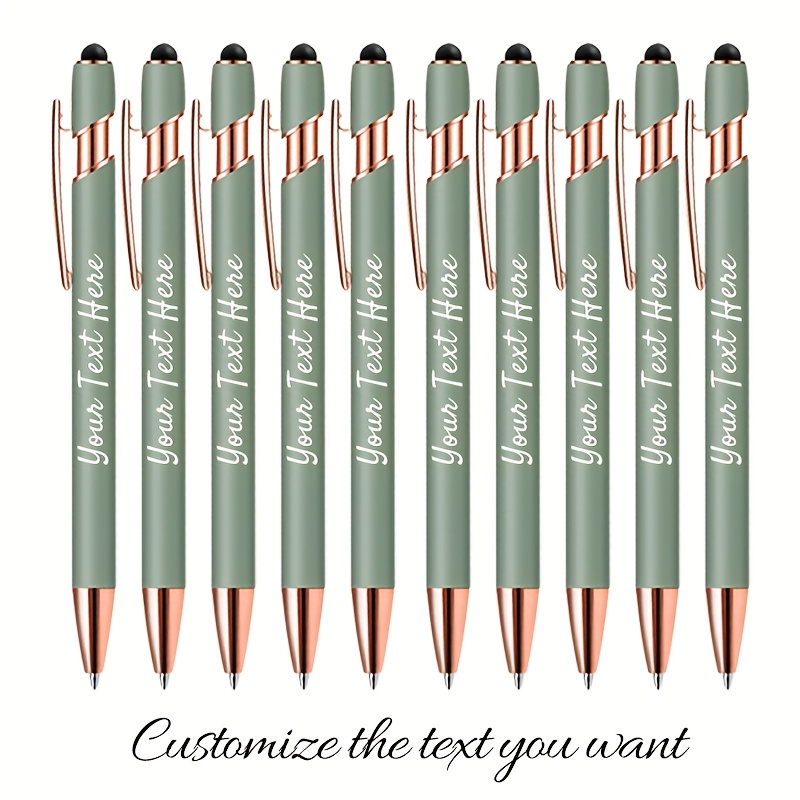 10pcs Morandi Color Retractable Metal Ballpoint Pen, Personalize The Text , 2in 1 Design, Smooth Writing, Suitable For Office, Study And