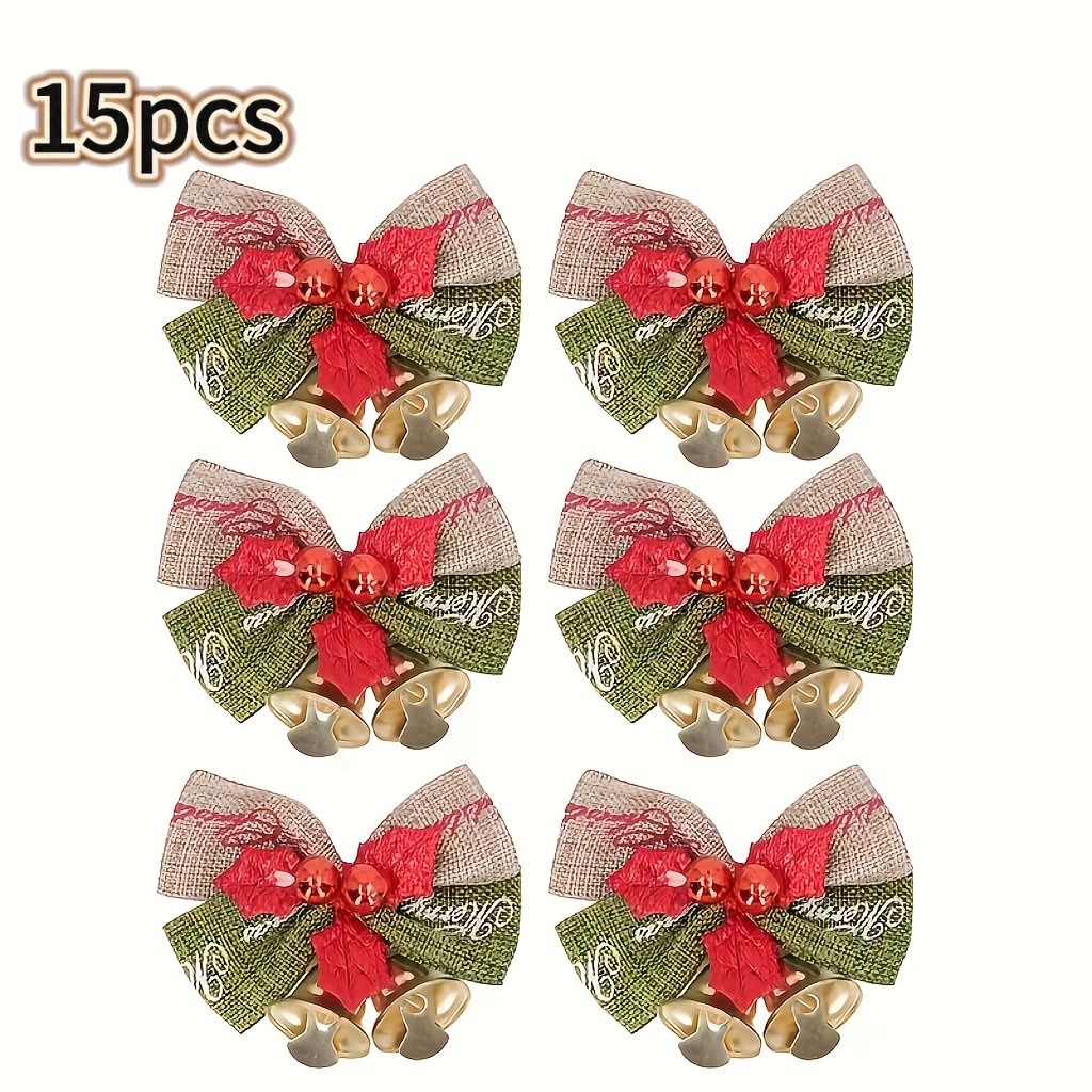 TEMU Christmas Bell Bows | Mini Ribbon Bow Ornaments In Red And Green, Suitable For Gift Boxes, Christmas Trees, Wedding Party Hanging Decorations -