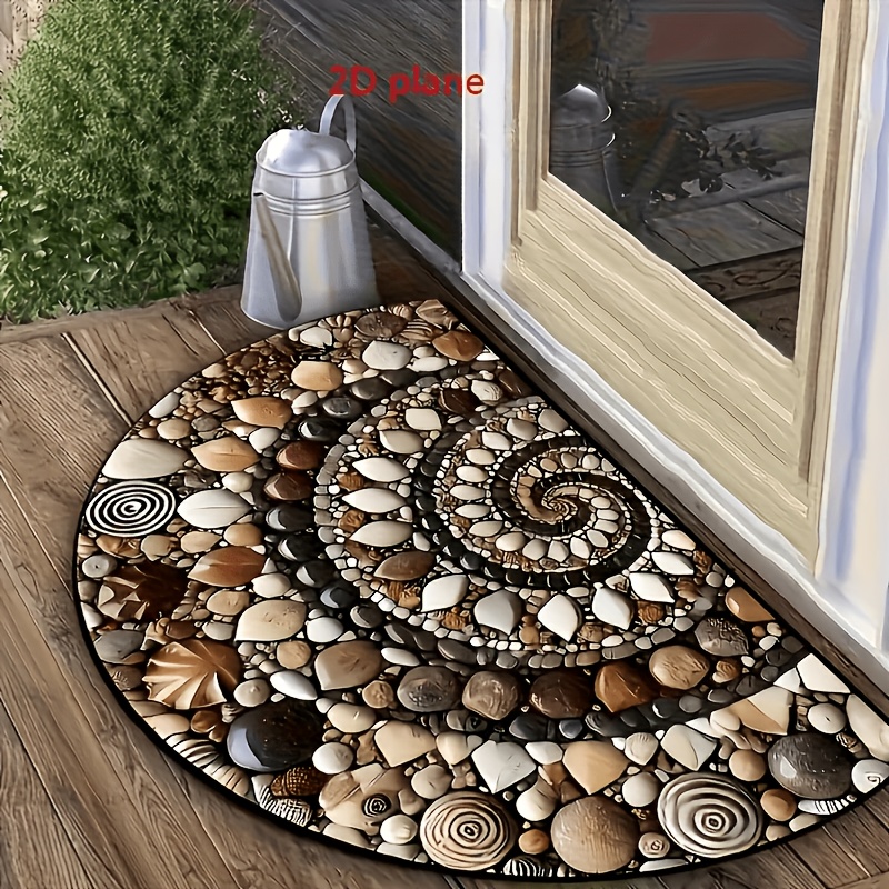 2d Flat Color Pebble Welcome Mat, Non-slip Backing, Suitable For Entryway, Bedroom Door, Kitchen Entrance, Bathroom Multi-scene Use Decorative Floor Mat, Perfect For Thanksgiving