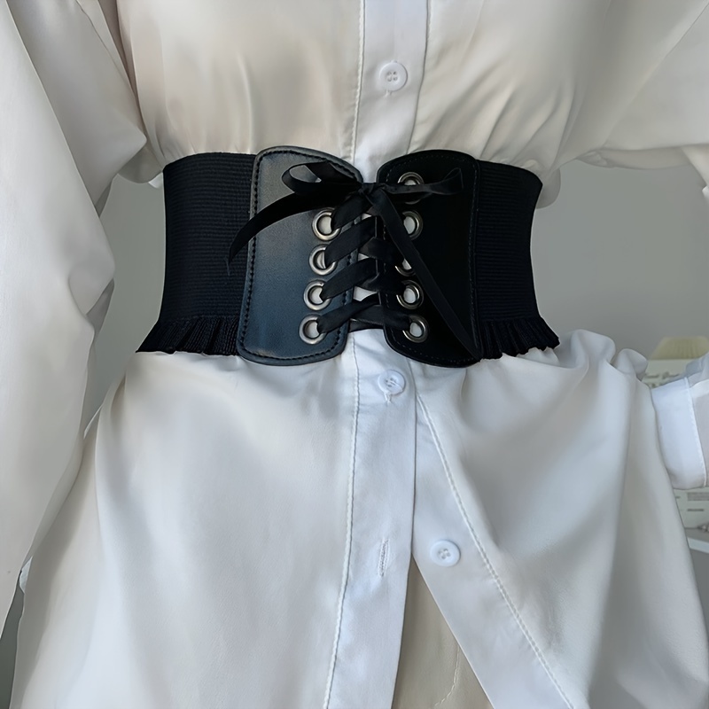 1pc Waistband, Women's Wide Design, Niche Retro Decoration, Versatile Dress, Suit, Elastic And Shaping Waist Belt, Trendy And Suitable For Daily Wear