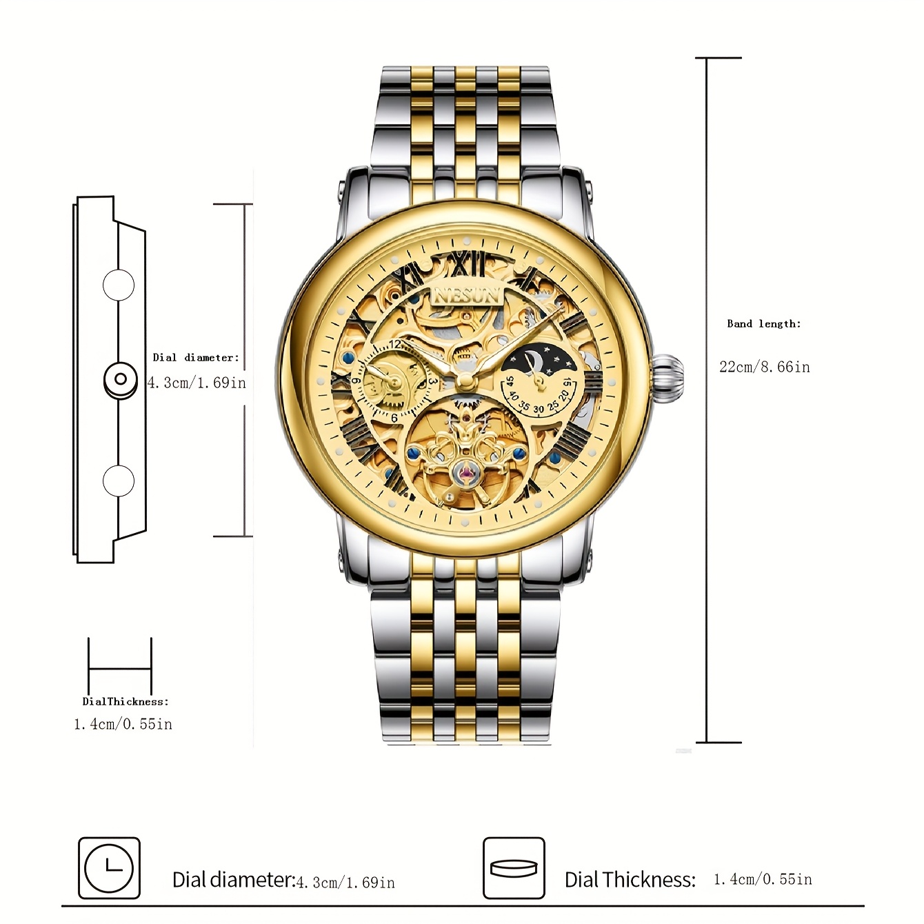 NESUN Automatic Mechanical Men's Watch with Luminous Features