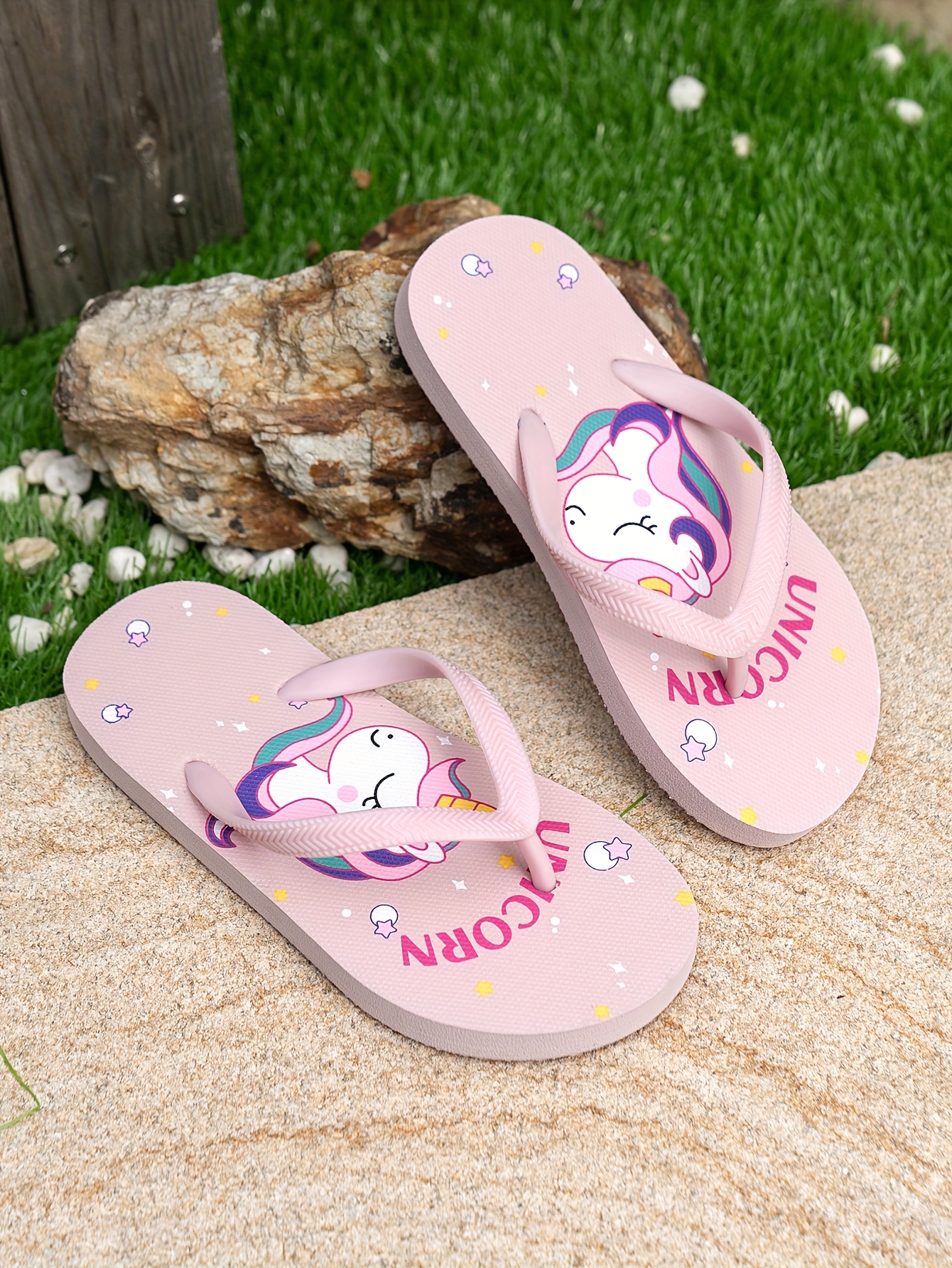 Beach Sandals Womens Unicorn Flip Flops Kids' Unicorn Cartoon Flip