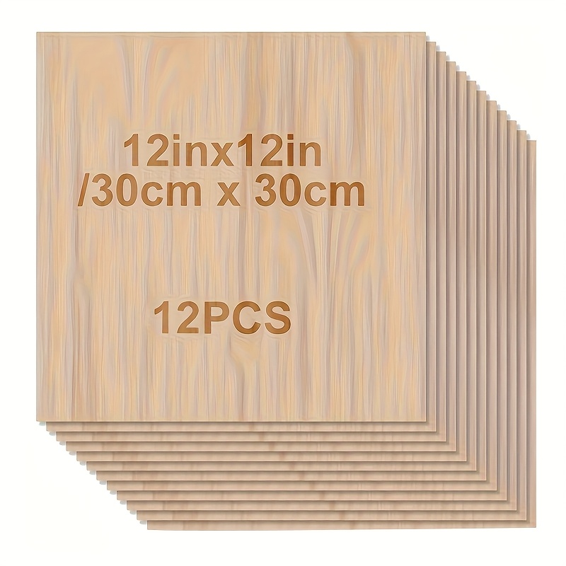 Image of 4pcs/8pcs/12pcs Wood Crafts - 12x12in/30*30cm - 2mm Thick Plywood Sheet Square Wood Laser Cutting, Wood Burning, Architectural Models, Staining