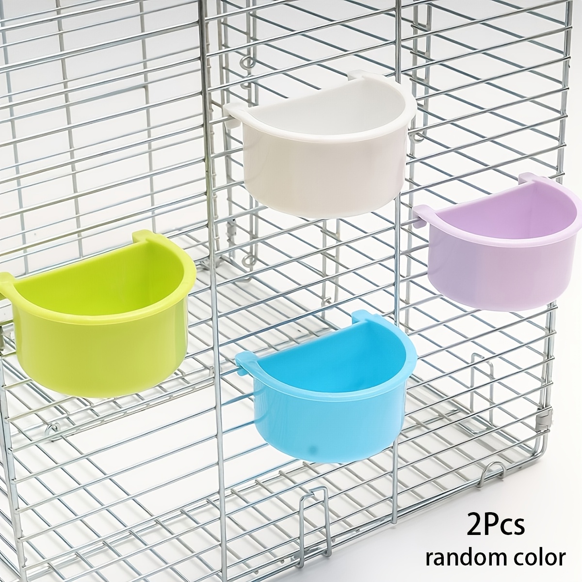 2pcs Parrot Feeder Bird Food Trough Hanging Feeder Food Bowl Food Box Random Color, Without Battery