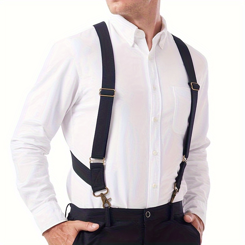 

1pc Side Clip X-shape Adjustable Elastic Suspenders Braces For Men, Outdoor Leisure Tooling Hook Buckle, 2 Clip Elastic Suspenders Braces