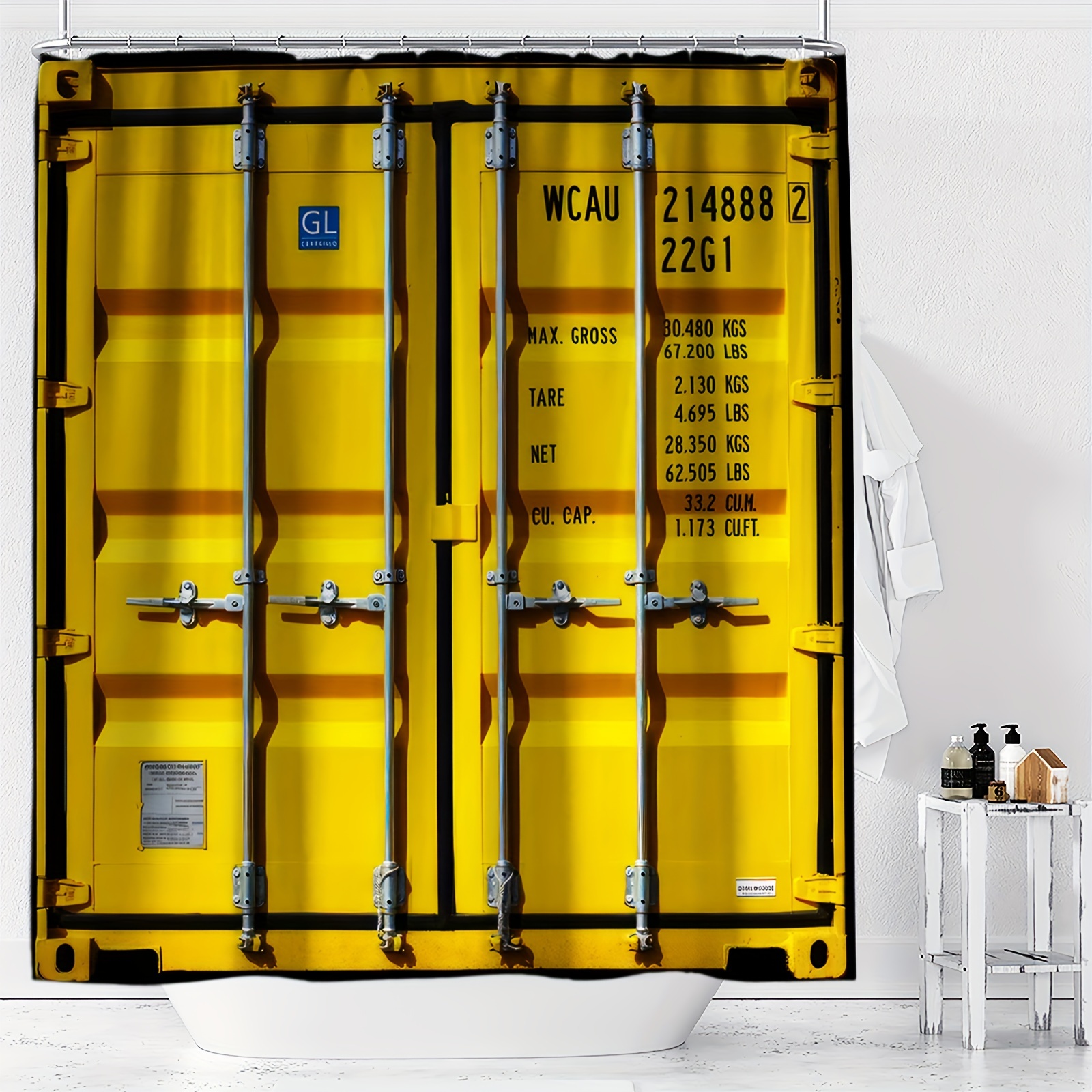 

Waterproof Yellow Print Shower Curtain With Hooks - Machine Washable, Polyester Bathroom Decor By Ywjhui