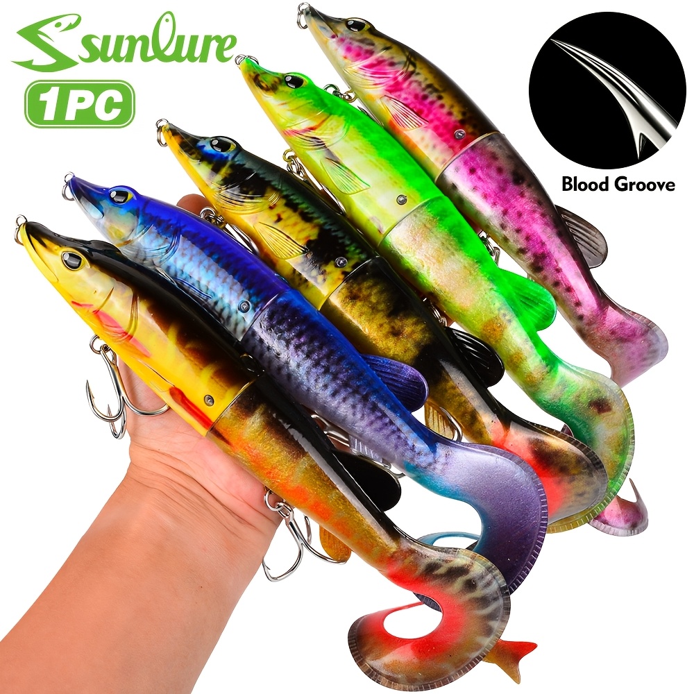 Artikelbild    . hecht-softplastik-swimbait – vorködermontierte drillingshaken für hecht- & zanderangeln, süßwasser-köder zum schleppangeln in tiefen seen zum werfen in krautigen flüssen