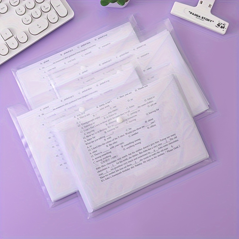 

25- A5 Size Clear Polypropylene (pp) Snap Envelopes, & File For Documents, , And - Thickened For