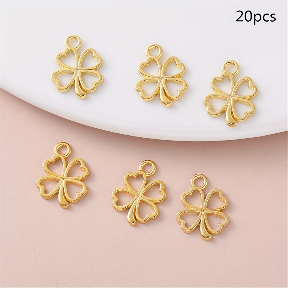 A Set Of 20 Delicate Hollow Four-leaf Clover Charms Suitable For Ladies&#39; Jewelry Making DIY Bracelet Pendants