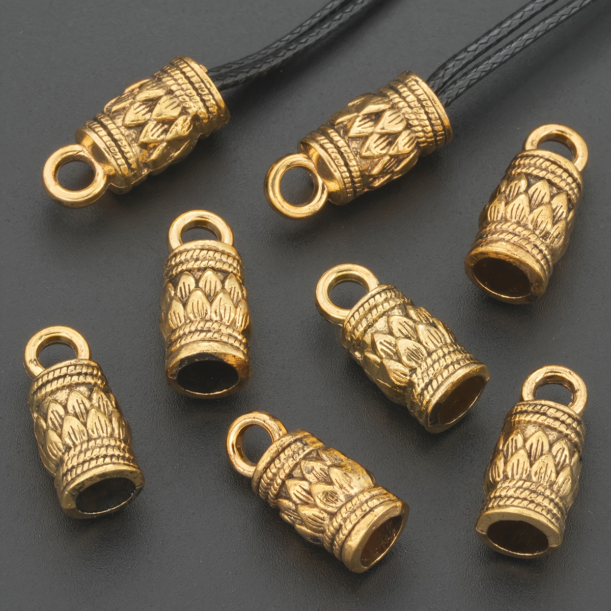 20pcs Antique Golden Lotus Pattern Rope Buckles for Crafting