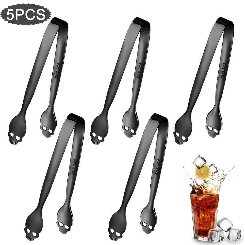 TEMU 5pcs 304 Stainless Steel Skeleton Ice Clip, Sugar Tongs, Salad Clip, Biscuit Clip, For Halloween Decoration, , Suitable For Halloween Parties,