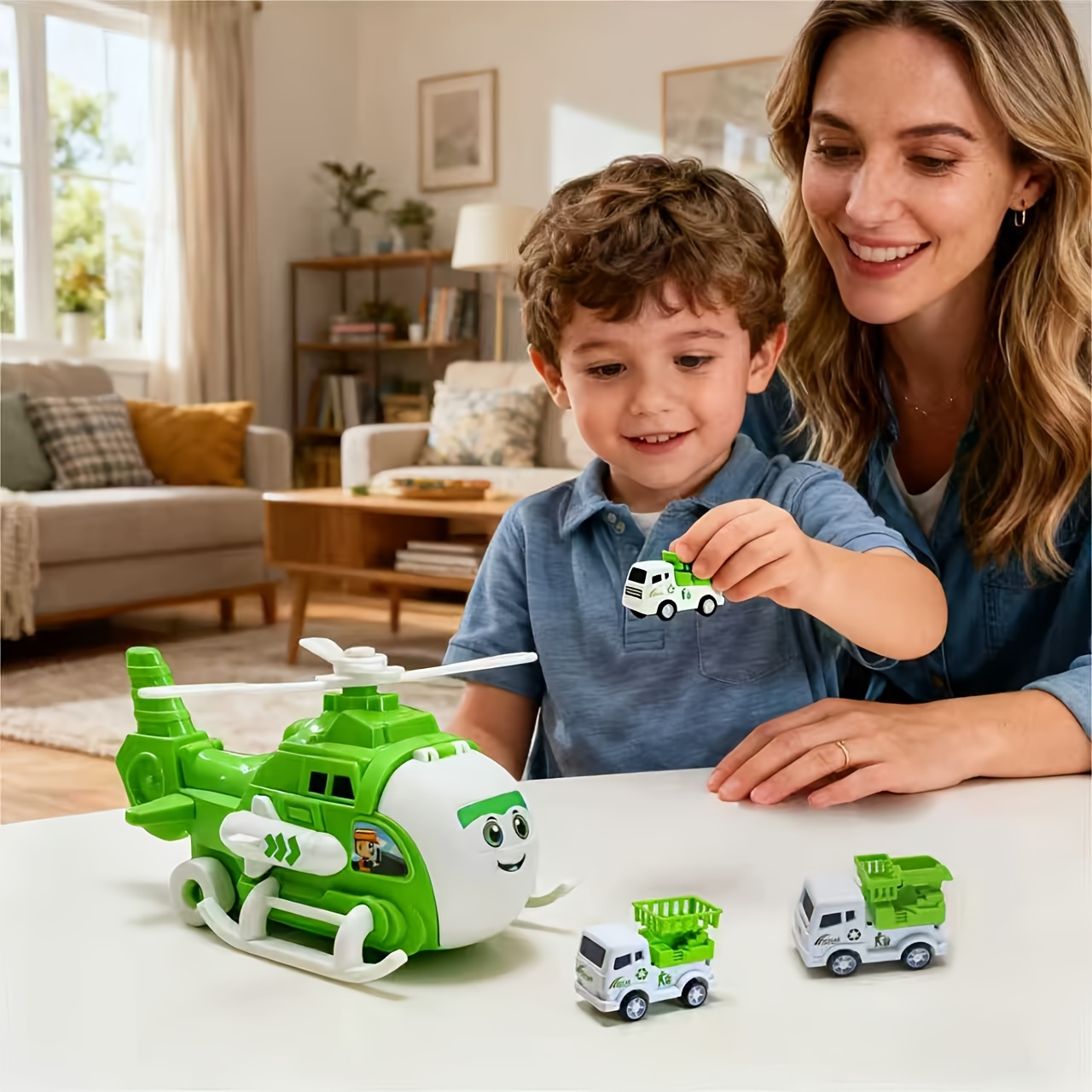 Transformable Toy Storage Vehicle Set with Pull-Back Garbage Truck